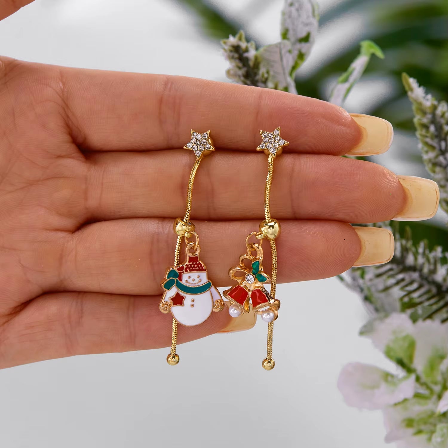 Cute Santa & Christmas Tree Dangle Earrings for Women – Asymmetric Holiday Tassel Jewelry