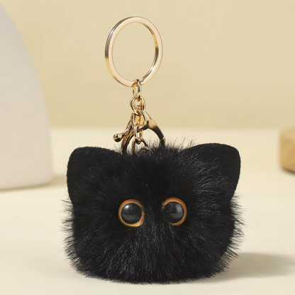 Plush Monster Keychain Cartoon Black Cat White Kitty Toy Pendant Car Keyring Women Girls Kids Gift Ornament Accessories