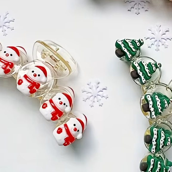 Gingerbread & Reindeer Christmas Hair Claw Clip