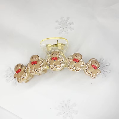 Gingerbread & Reindeer Christmas Hair Claw Clip