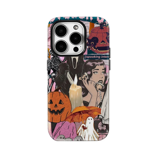 Vintage Pink Halloween Collage Phone Case – Scary Movie Scream Theme