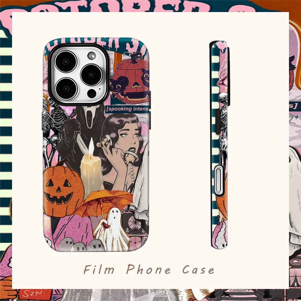 Vintage Pink Halloween Collage Phone Case – Scary Movie Scream Theme