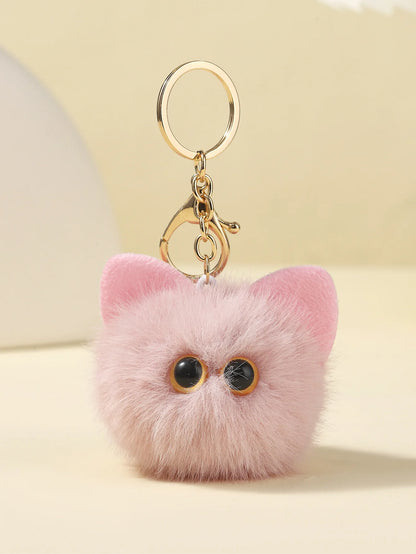 Plush Monster Keychain Cartoon Black Cat White Kitty Toy Pendant Car Keyring Women Girls Kids Gift Ornament Accessories