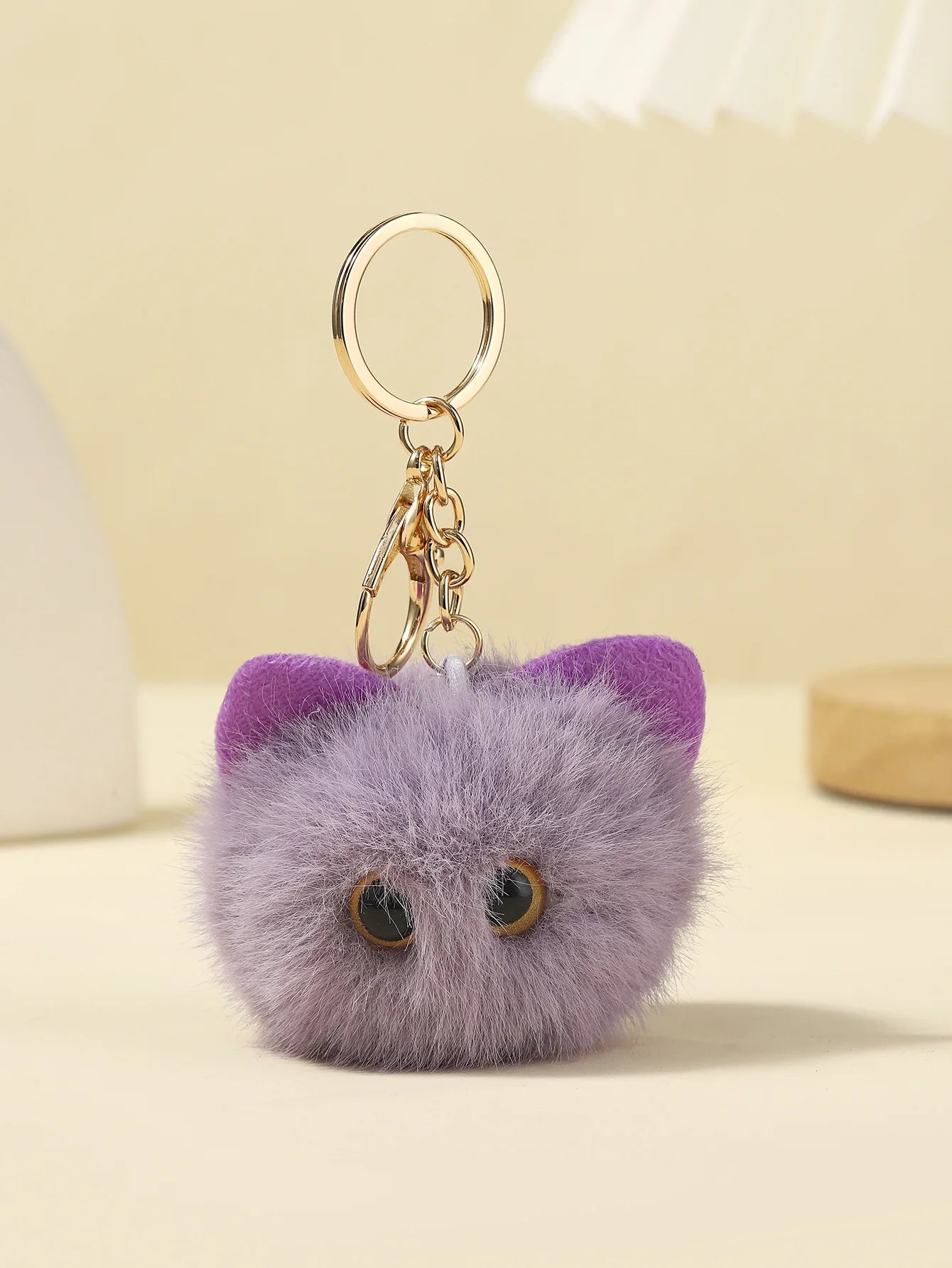 Plush Monster Keychain Cartoon Black Cat White Kitty Toy Pendant Car Keyring Women Girls Kids Gift Ornament Accessories