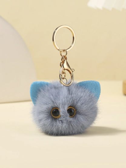 Plush Monster Keychain Cartoon Black Cat White Kitty Toy Pendant Car Keyring Women Girls Kids Gift Ornament Accessories