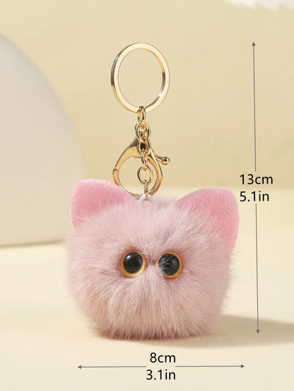 Plush Monster Keychain Cartoon Black Cat White Kitty Toy Pendant Car Keyring Women Girls Kids Gift Ornament Accessories