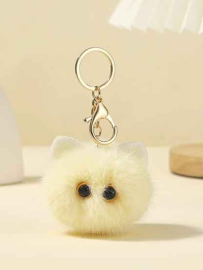 Plush Monster Keychain Cartoon Black Cat White Kitty Toy Pendant Car Keyring Women Girls Kids Gift Ornament Accessories
