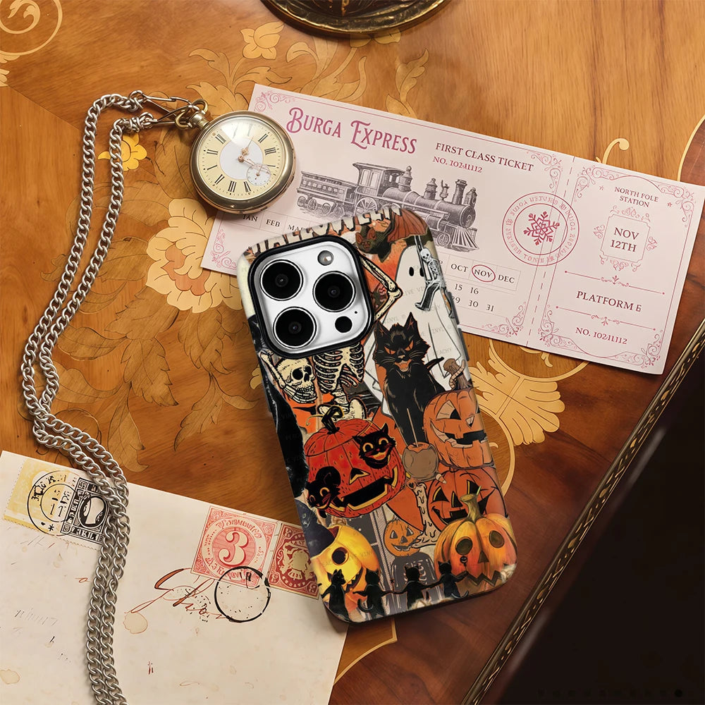 Vintage Pumpkin Paws Phone Case