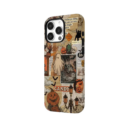 Vintage Halloween Collage Ghost & Pumpkin MagSafe Phone Case