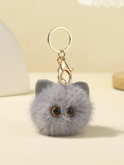 Plush Monster Keychain Cartoon Black Cat White Kitty Toy Pendant Car Keyring Women Girls Kids Gift Ornament Accessories