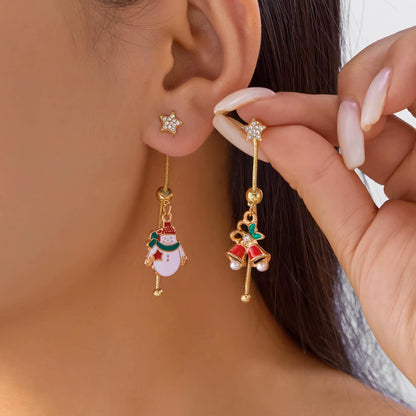 Cute Santa & Christmas Tree Dangle Earrings for Women – Asymmetric Holiday Tassel Jewelry