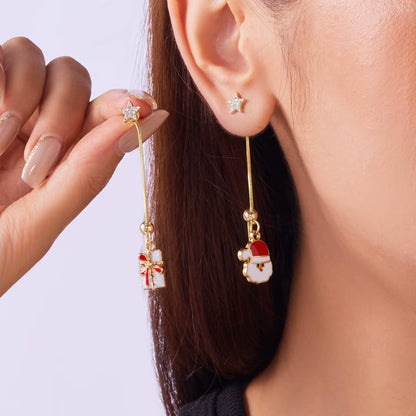 Cute Santa & Christmas Tree Dangle Earrings for Women – Asymmetric Holiday Tassel Jewelry